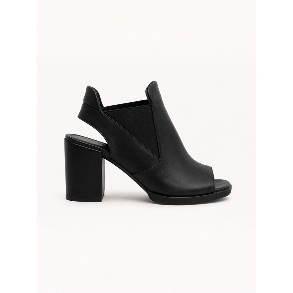 Miista Piper Black Leather Slingback Sandals EU37 US6.5 Architectural Block Heel